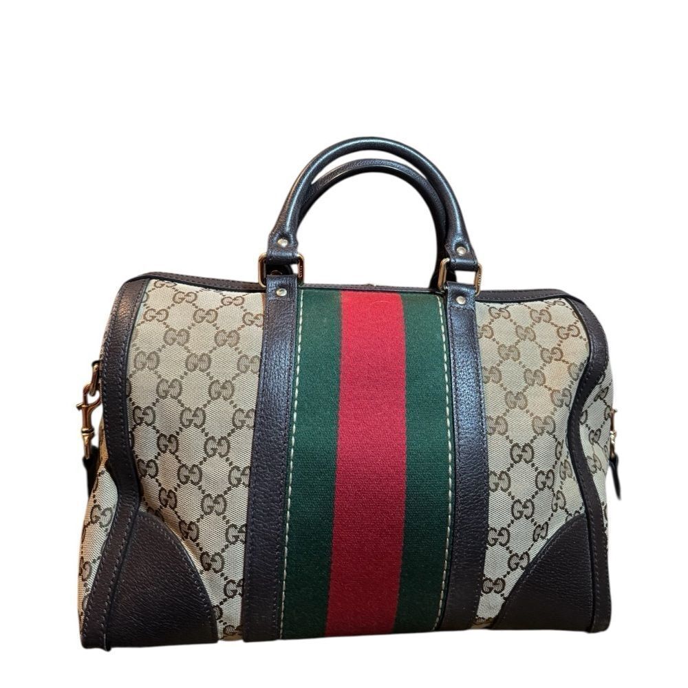 Ltd Edition GUCCI Webby Vintage Bee GG Supreme Canvas 2way Medium Boston Bag - Picture 5 of 16